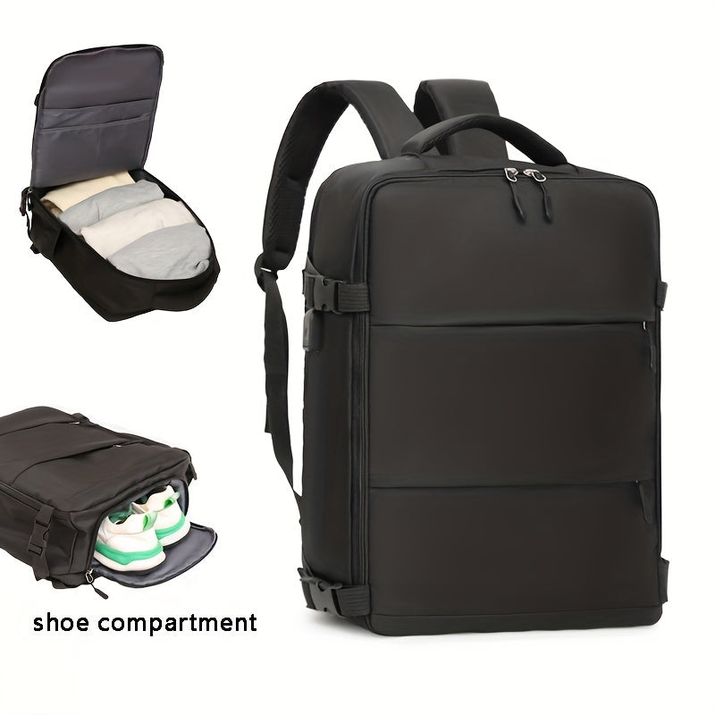 Versatile Travel Backpack with Shoe Compartment - Stylish & Durable Nylon, Adjustable Straps, Zip Closure - Perfect for Laptops, School, and Outdoor Adventures - Available in Black, Light Gray,