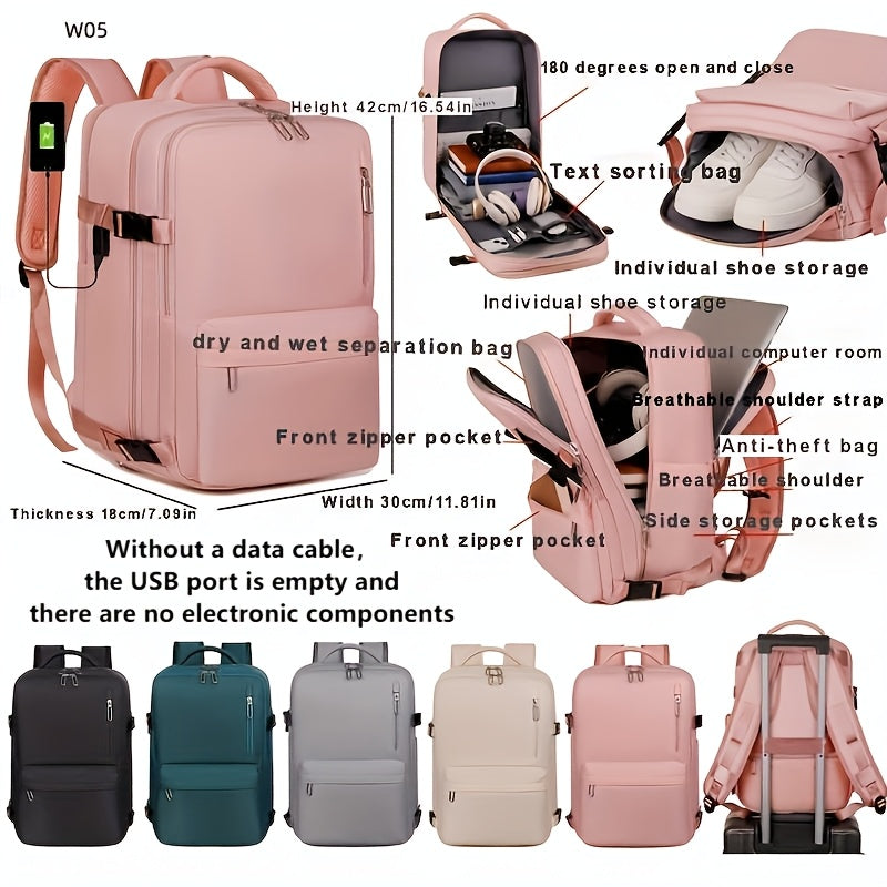 Large Capacity Lightweight Travel Backpack with Wet/Dry Compartments