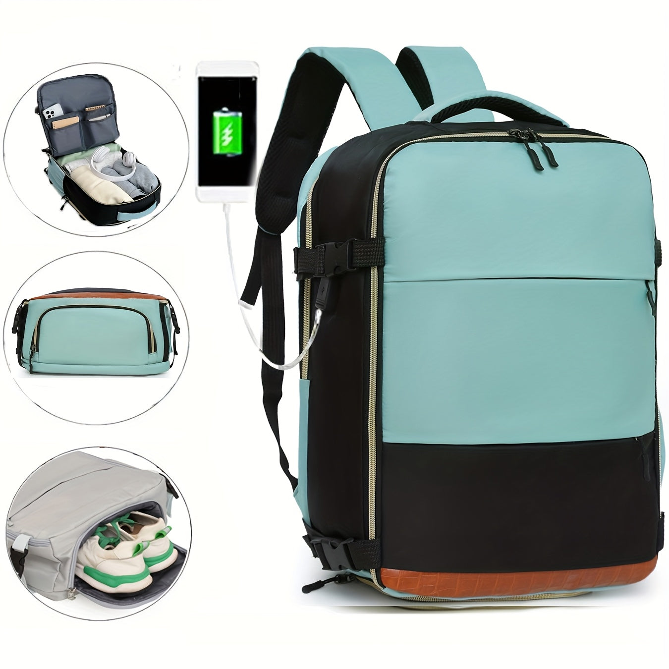 Versatile Travel Backpack with Shoe Compartment - Stylish & Durable Nylon, Adjustable Straps, Zip Closure - Perfect for Laptops, School, and Outdoor Adventures - Available in Black, Light Gray,