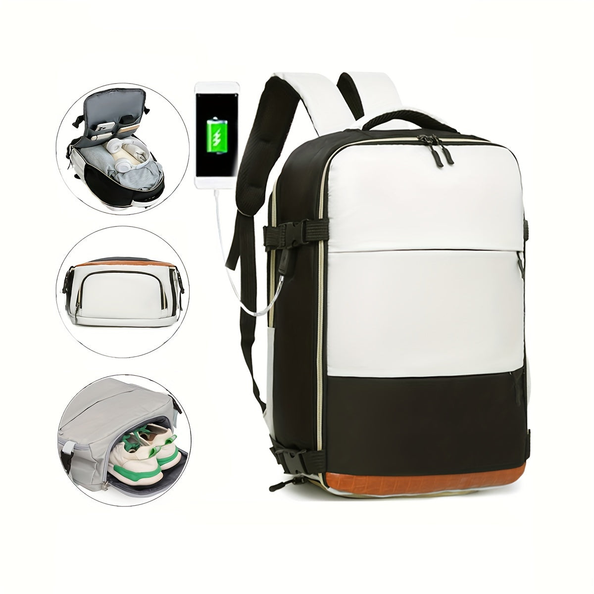 Versatile Travel Backpack with Shoe Compartment - Stylish & Durable Nylon, Adjustable Straps, Zip Closure - Perfect for Laptops, School, and Outdoor Adventures - Available in Black, Light Gray,