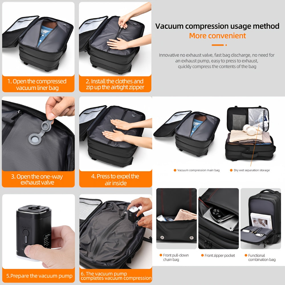 vacuum Stylish Backpack Is Perfect for Short Trips And Business Travel, airlines approved bag